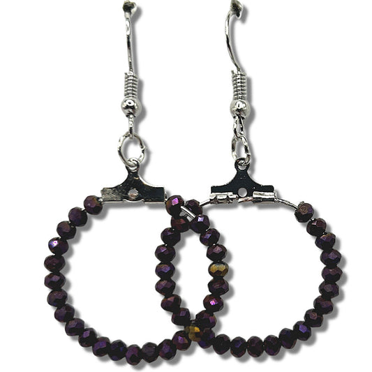 Deep Metallic Purple Small Loop Earrings