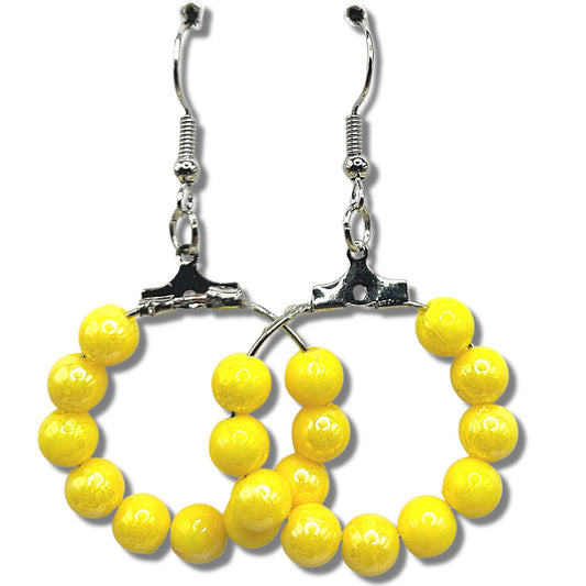 Iridescent-Coated Yellow Small Loop Earrings
