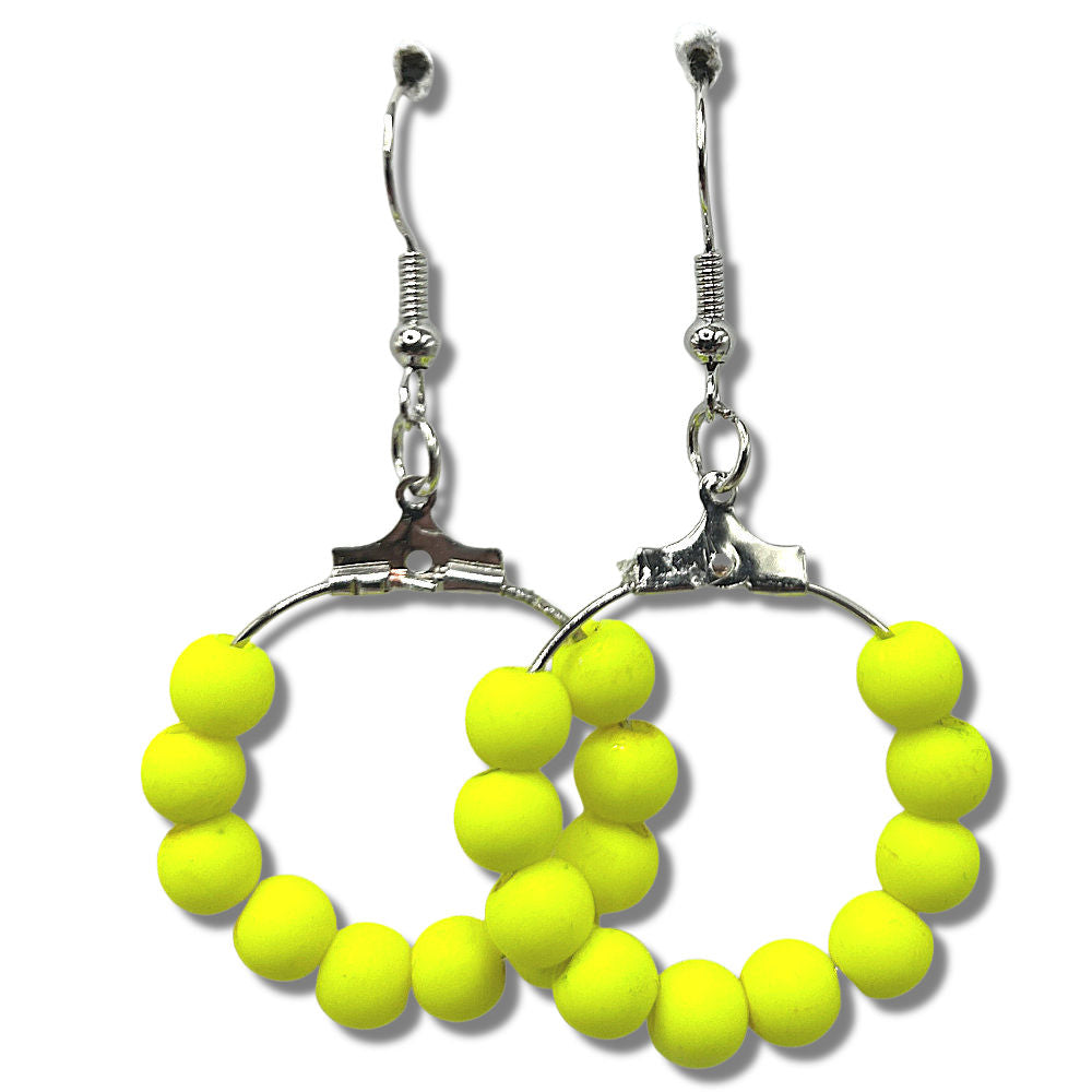 Yellow Neon Plastic Small Loop Earrings