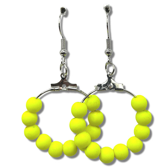 Yellow Neon Plastic Small Loop Earrings