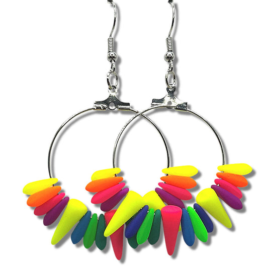 Neon Spike Medium Loop Earrings
