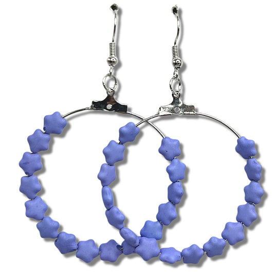Large Loop Earrings with Periwinkle Stars