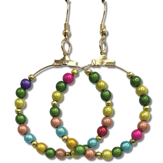 Large Loop Earrings with Multicolor Magic Beads