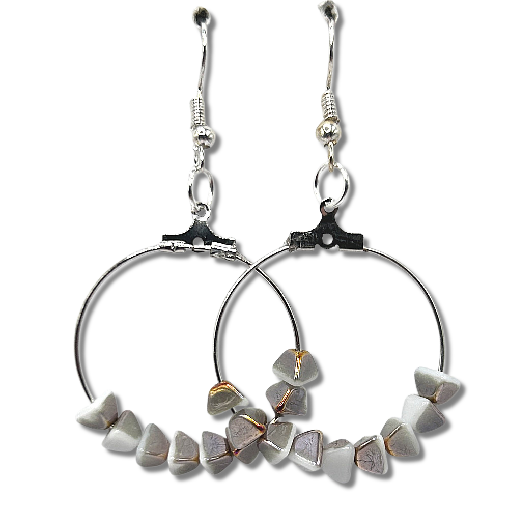 Medium Loop Earrings with Triangular Multicolor Beads
