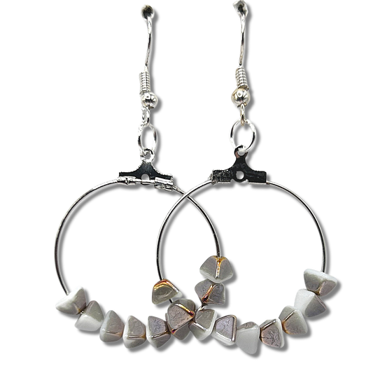 Medium Loop Earrings with Triangular Multicolor Beads