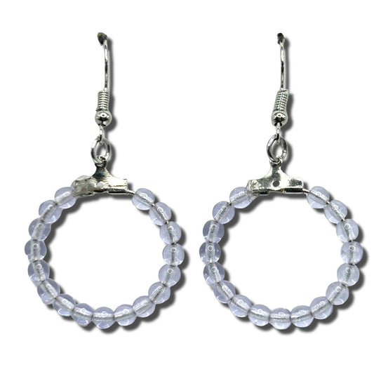 Small Loop Earrings with Clear Pale Purple Beads