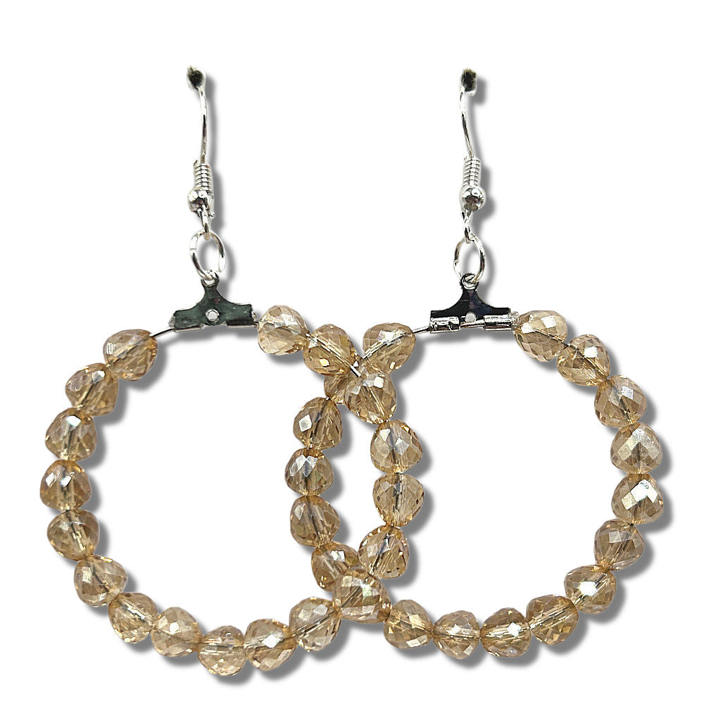 Large Loop Earrings with Champagne Pear-Shaped Beads (HEAVY)
