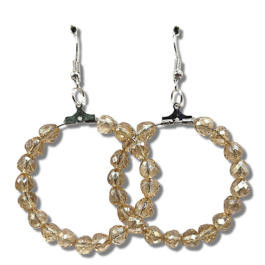 Large Loop Earrings with Champagne Pear-Shaped Beads (HEAVY)