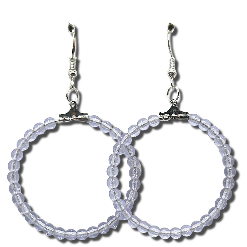 Large Loop Earrings with Pale Violet Round Beads