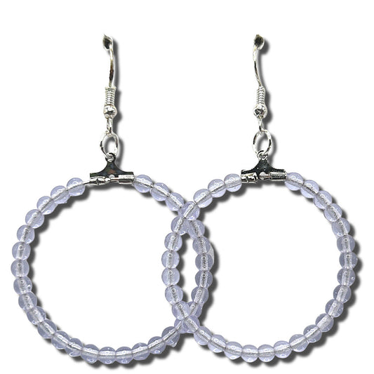 Large Loop Earrings with Pale Violet Round Beads