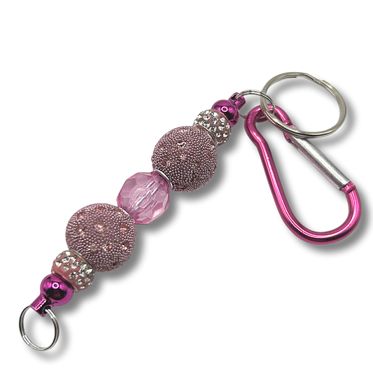 Keyring with Pink Dotted Beads and Sparkle Accents