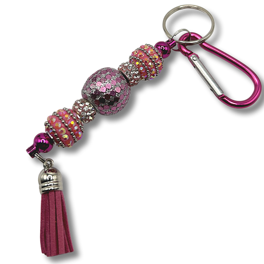 Keyring with Super-Sparkly Pink Beads
