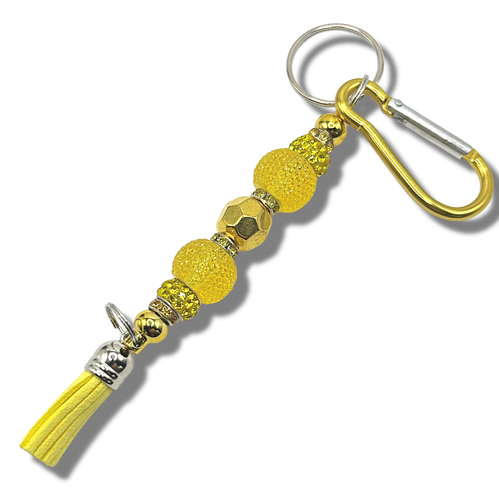 Keyring with Yellow Sparkles and Golden Center