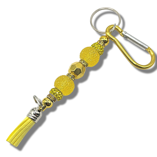 Keyring with Yellow Sparkles and Golden Center