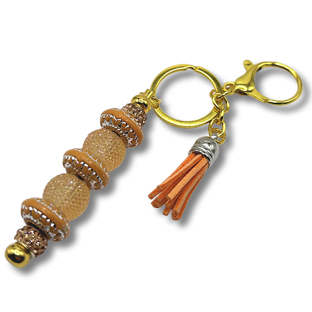 Keyring with Orange Ring Beads