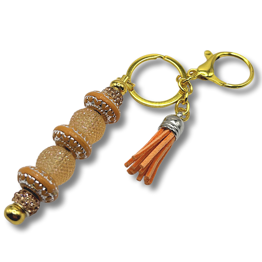 Keyring with Orange Ring Beads