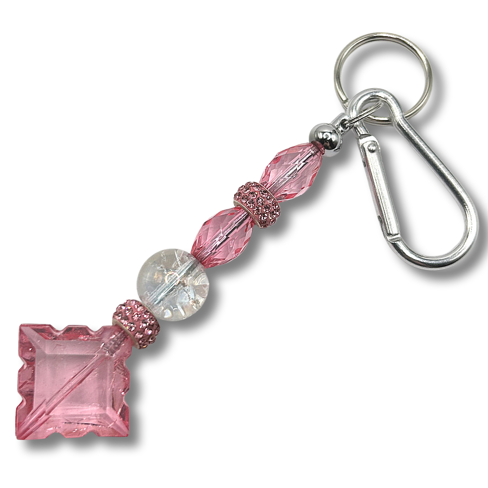 Keyring with Pink Diamond End and Sparkles