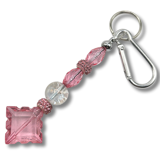 Keyring with Pink Diamond End and Sparkles