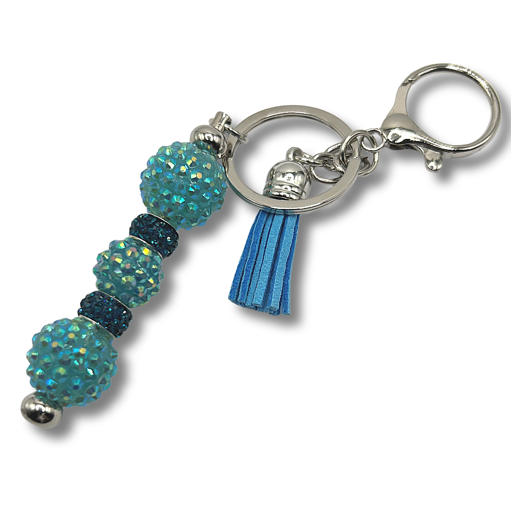 Keyring with Lots of Blue Rhinestones