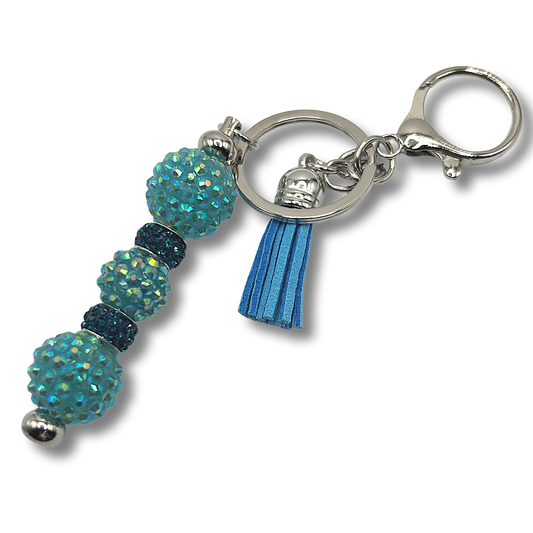 Keyring with Lots of Blue Rhinestones