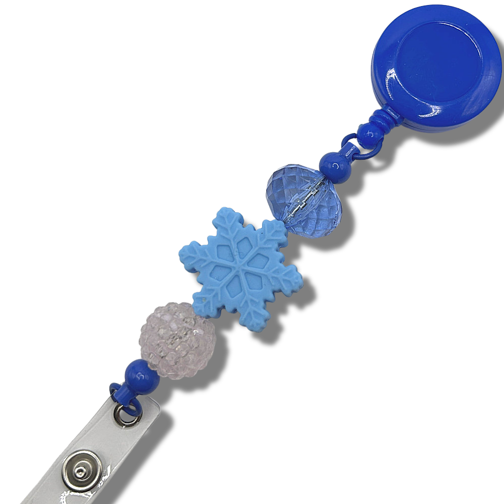 Blue Snowflake Badge Reel Clip