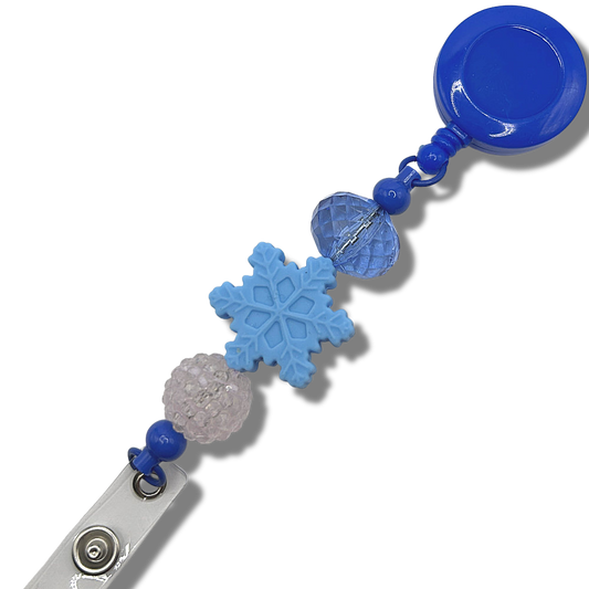 Blue Snowflake Badge Reel Clip